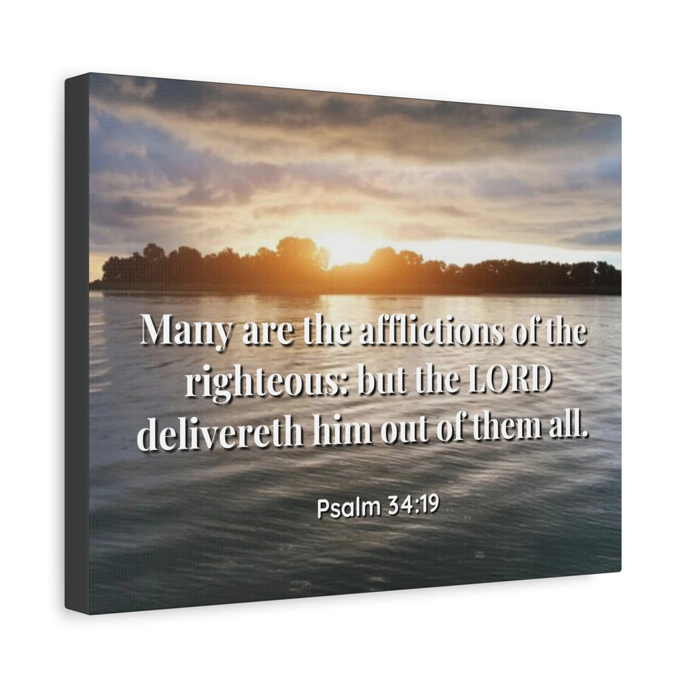 Scripture Canvas The Afflictions Psalm 34:19 Christian Wall Art Bible Verse